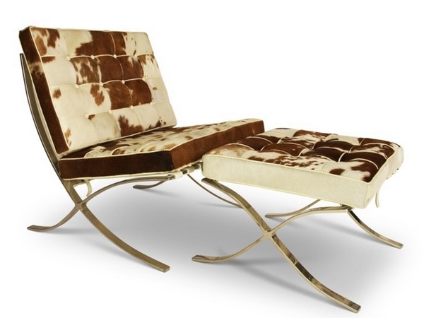 Barcelona chair and ottoman - Brown & white