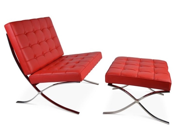 Barcelona chair and ottoman - Red