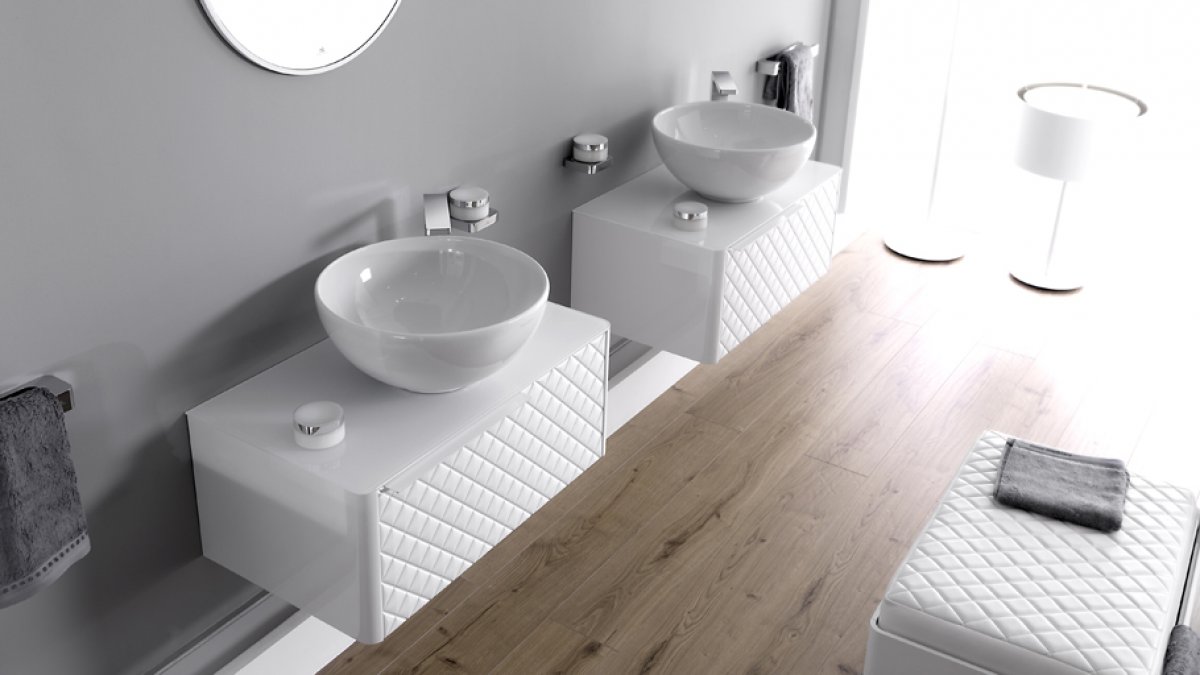 Noken offers Pure White bathrooms to create large, bright atmospheres